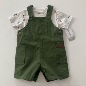 Carter’s 12 Months Baby Boy Tee & Shortalls Set Outfit Safari Animals
